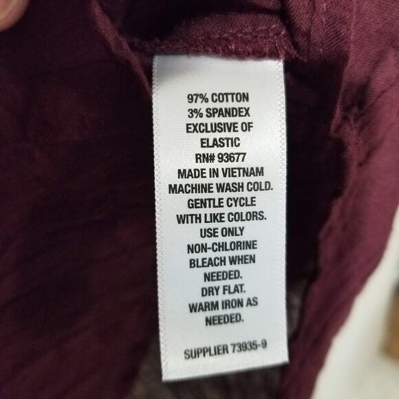 ANA Top XL Port Wine V Neck Lantern Sleeve Crinkled Polyester Lightweight NWT - Picture 4 of 7